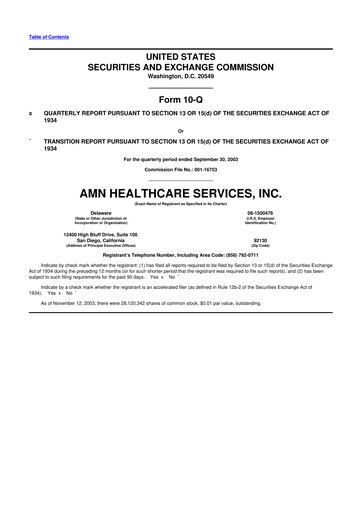 Thumbnail AMN Healthcare Services 10-Q Quarterly Report FY 