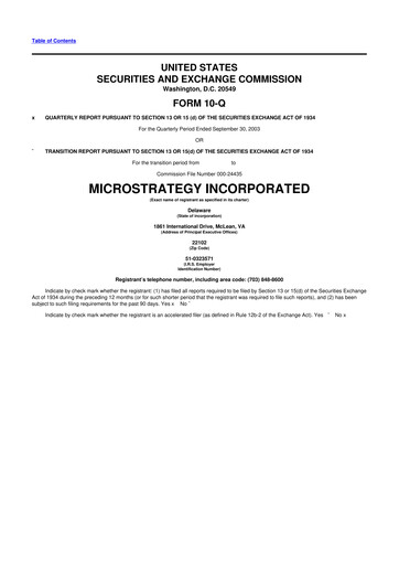 Thumbnail Strategy 
 (MicroStrategy) 10-Q Quarterly Report FY 