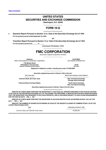 Thumbnail FMC Corporation 10-Q Quarterly Report FY 