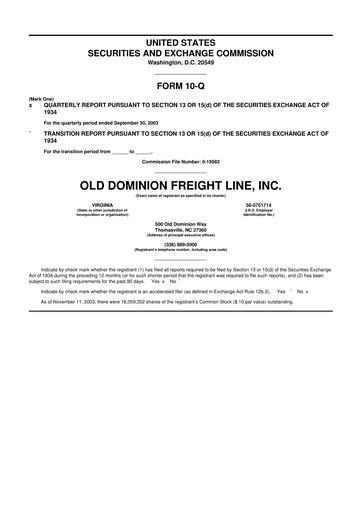 Thumbnail Old Dominion Freight Line
 10-Q Quarterly Report FY 