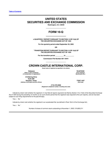 Thumbnail Crown Castle 10-Q Quarterly Report FY 