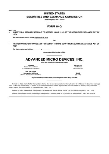 Thumbnail AMD 10-Q Quarterly Report FY 