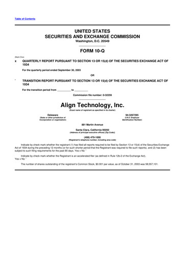 Miniature Align Technology
 10-Q Rapport trimestriel  