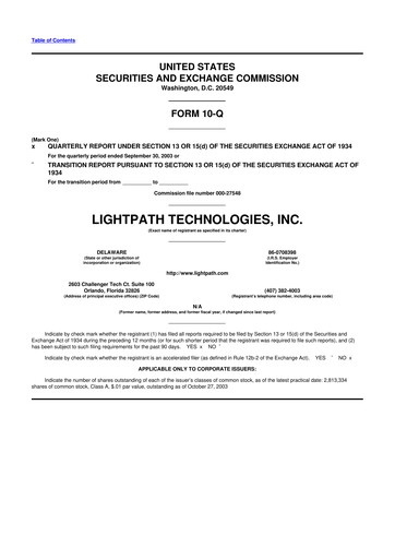 Thumbnail LightPath Technologies 10-Q Quarterly Report FY 