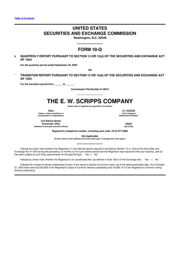 Thumbnail E. W. Scripps Company
 10-Q Quarterly Report FY 