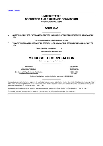 Thumbnail Microsoft 10-Q Quarterly Report FY 