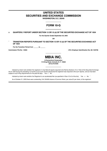 Thumbnail MBIA 10-Q Quarterly Report FY 