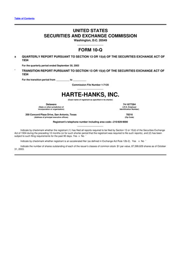 Miniature Harte Hanks 10-Q Rapport trimestriel  