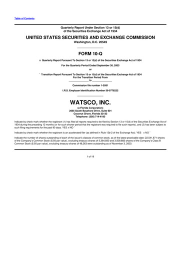 Thumbnail Watsco
 10-Q Quarterly Report FY 