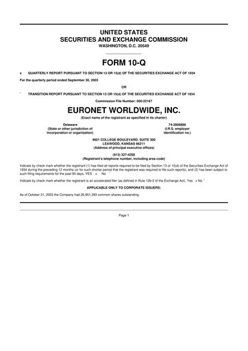 Vorschaubild Euronet Worldwide
 10-Q Quartalsbericht  