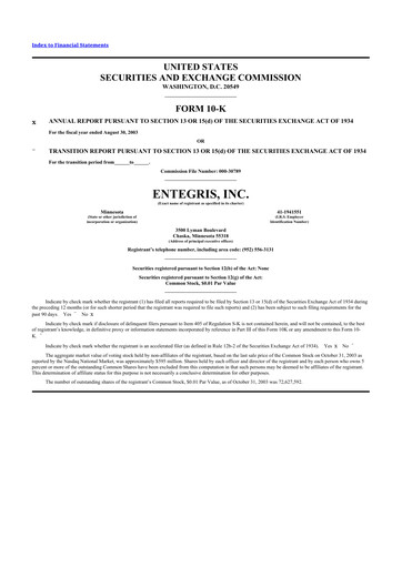 Thumbnail Entegris 10-K Annual Report 