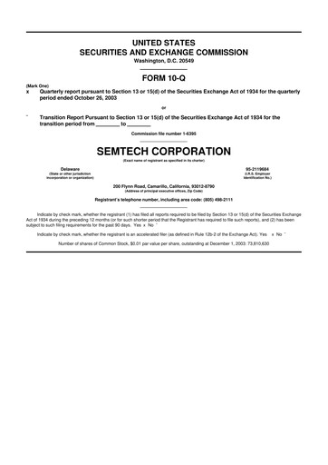 Vorschaubild Semtech 10-Q Quartalsbericht  