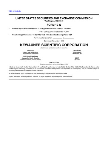 Thumbnail Kewaunee Scientific Corporation 10-Q Quarterly Report FY 