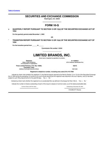 Thumbnail Bath & Body Works 10-Q Quarterly Report FY 