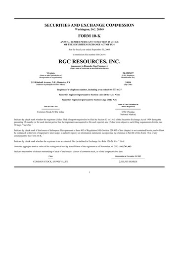 Thumbnail RGC Resources 10-K Annual Report 