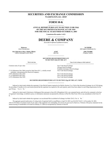 Thumbnail Deere & Company (John Deere) 10-K Annual Report 