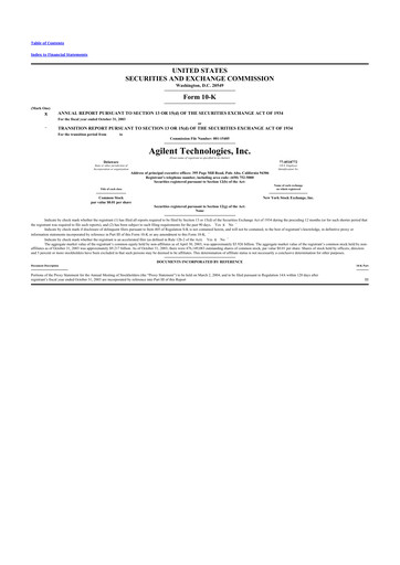 Thumbnail Agilent Technologies 10-K Annual Report 