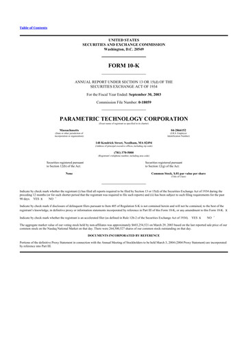 Thumbnail PTC 10-K Annual Report 