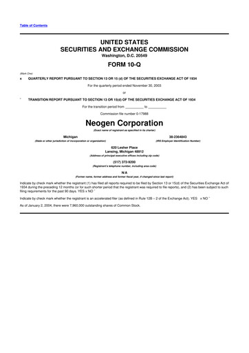 Thumbnail Neogen 10-Q Quarterly Report FY 