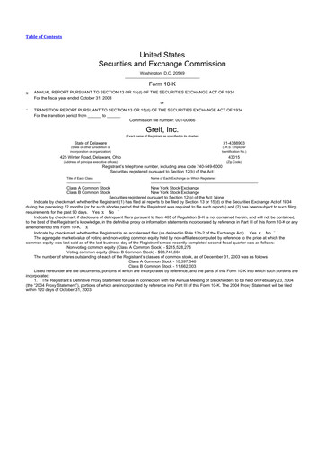 Thumbnail Greif 10-K Annual Report 