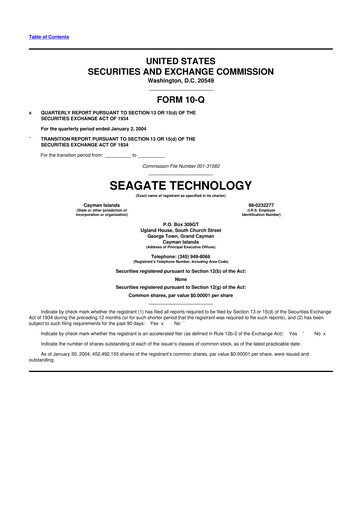 Thumbnail Seagate Technology 10-Q Quarterly Report FY 