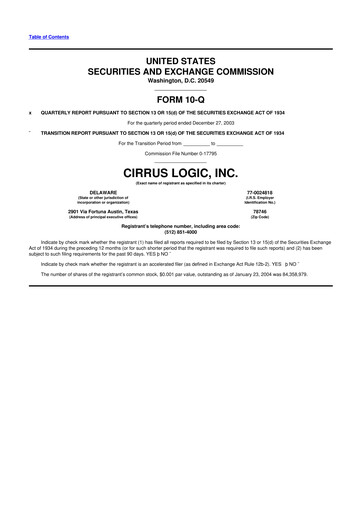 Thumbnail Cirrus Logic
 10-Q Quarterly Report FY 