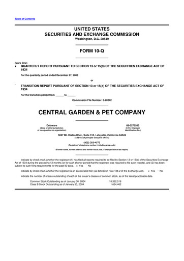 Vorschaubild Central Garden & Pet 10-Q Quartalsbericht  