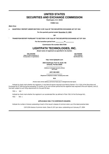 Thumbnail LightPath Technologies 10-Q Quarterly Report FY 