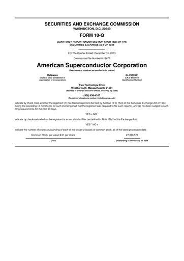 Thumbnail American Superconductor Corporation 10-Q Quarterly Report FY 