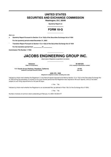 Thumbnail Jacobs Engineering 10-Q Quarterly Report FY 
