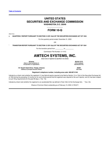 Vorschaubild Amtech Systems 10-Q Quartalsbericht  