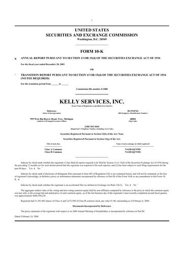Thumbnail Kelly Services
 10-K Annual Report 