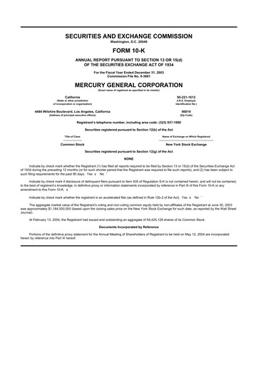 Miniature Mercury General
 10-K Rapport annuel 