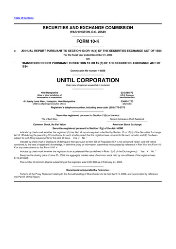 Thumbnail Unitil Corporation
 10-K Annual Report 