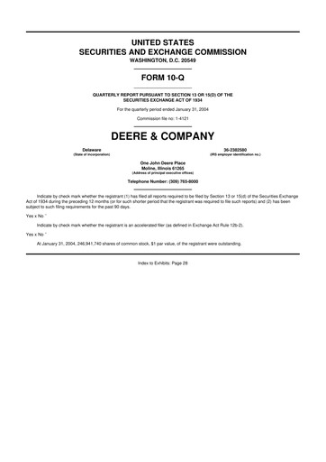 Thumbnail Deere & Company (John Deere) 10-Q Quarterly Report FY 