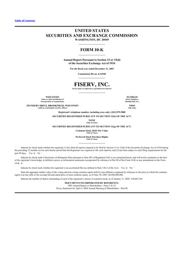 Thumbnail Fiserv 10-K Annual Report 