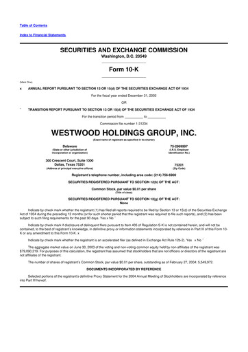 Vorschaubild Westwood Holdings Group 10-K Jahresbericht 