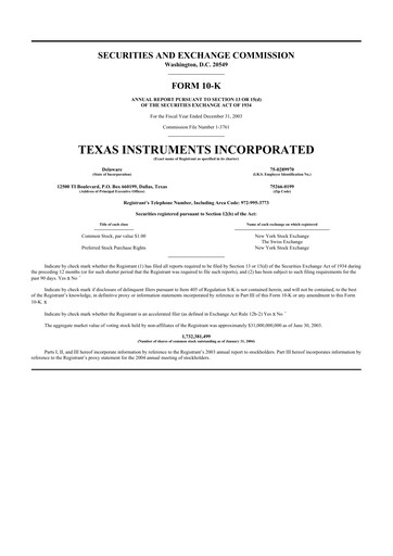 Thumbnail Texas Instruments 10-K Annual Report 