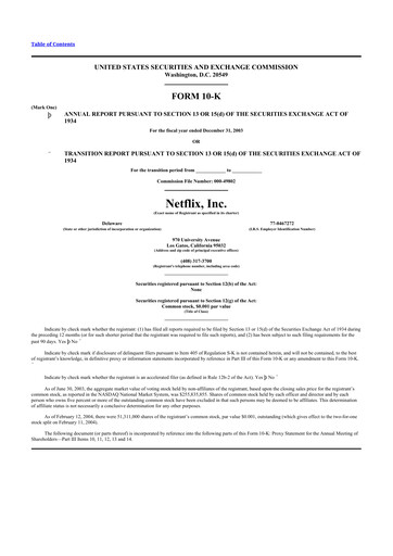 Thumbnail Netflix 10-K Annual Report 