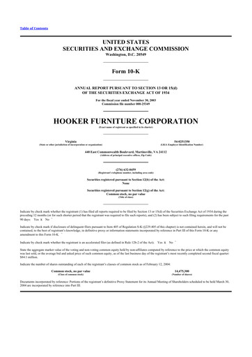 Thumbnail Hooker Furnishings 10-K Annual Report 