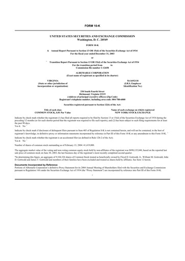 Thumbnail Albemarle 10-K Annual Report 