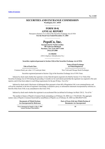 Thumbnail Pepsico 10-K Annual Report 