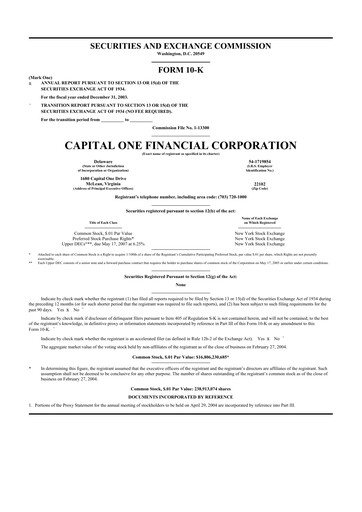 Thumbnail Capital One 10-K Annual Report 
