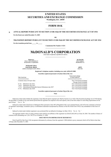 Thumbnail McDonald 10-K Annual Report 