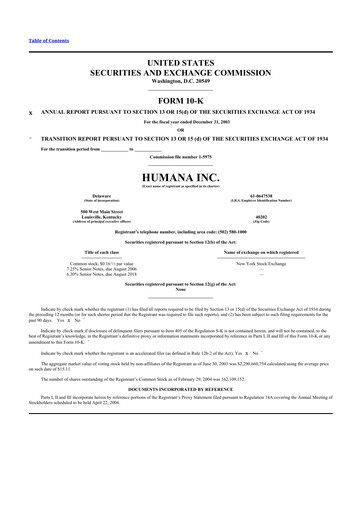 Thumbnail Humana 10-K Annual Report 