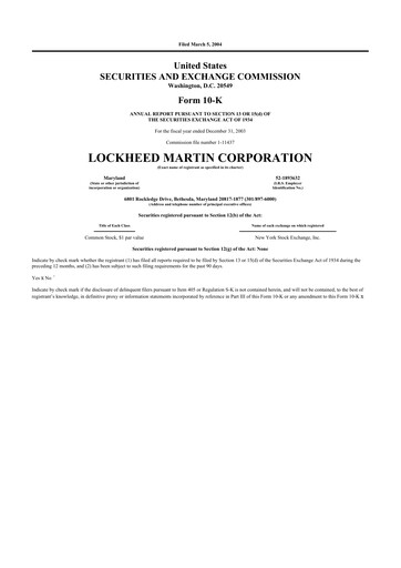 Thumbnail Lockheed Martin 10-K Annual Report 
