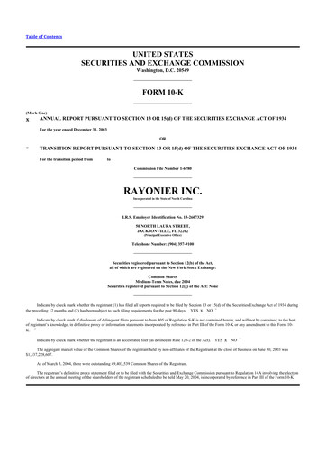 Thumbnail Rayonier 10-K Annual Report 