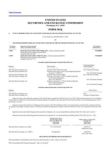 Thumbnail Hawaiian Electric Industries 10-K Annual Report 