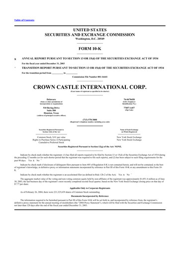 Thumbnail Crown Castle 10-K Annual Report 