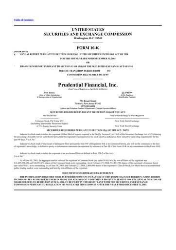 Thumbnail Prudential Financial 10-K Annual Report 